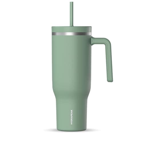 Hydrapeak Voyager 40oz Insulated Tumbler with Handle & Straw Lid, Leak Resistant Stainless Steel Travel, Cupholder Friendly Reusable Water Bottle for Work, Gym & Class (Sage)