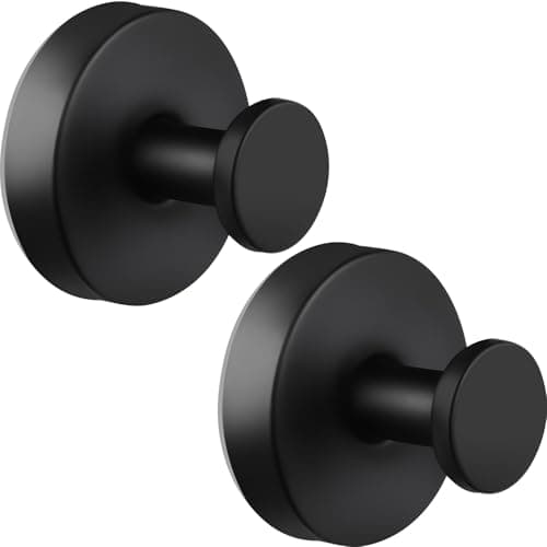Dntorx Vacuum Suction Cup Hooks, 2 Pack Stainless Steel Suction Hooks for Shower Bathroom Towel Hook Shower Hooks Holders Hanging Towels, Loofah, Robe, Coat(Black)