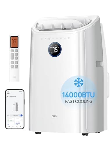 DREO Portable Air Conditioner 516S, 14000 BTU ASHRAE (10000 BTU DOE) Smart AC Unit for Bedroom with Drainage-free Cooling, Fan&Dehumidifier 3 in 1, APP/Voice/Remote, Quiet Standing AC for Room Indoors