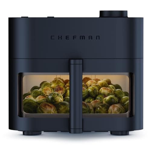 Chefman Crispinator Air Fryer 7-in-1 with 8 Qt Capacity, 450°F Max Temp & TurboFry Pro Technology for Fast, Even Results, Bake, Broil, Dehydrate, Viewing Window, Nonstick Ceramic-Coated Basket