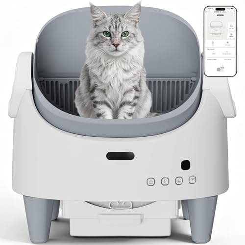 Automatic Cat Litter Box, Self-Cleaning Litter Box with Open-Top Design, 15-Layer Safety Protection System & Smart App Control, Electric Cat Litter Box with Adjustable Entry Height & Odor Control