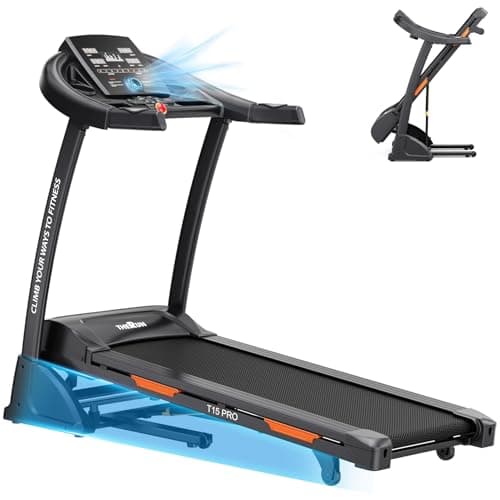 THERUN Incline Treadmill, Treadmills for Running and Walking, 300 lbs Weight Capacity Folding Treadmill with 0-15% Auto Incline, Wide Belt, 3.5 HP, App, Heart Rate, Black-Cooling Fan