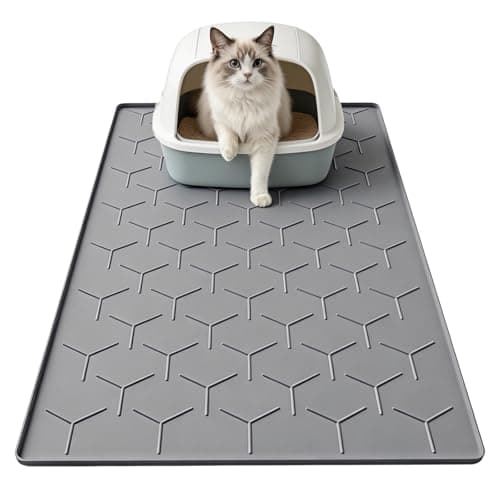 Garoopion Cat Litter Box Mat, Large 34.05×22.5 inch Cat Litter Mat, Waterproof Silicone Pad for Floor, Dark Gray