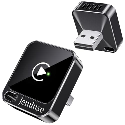 Jemluse Wireless CarPlay Adapter for Apple - Mini Size, Fast Stable Connection Convert Wired to Wireless Car Play Dongle for iPhone iOS 10+, Plug & Play for Cars from 2016+ w/USB-C (Black)