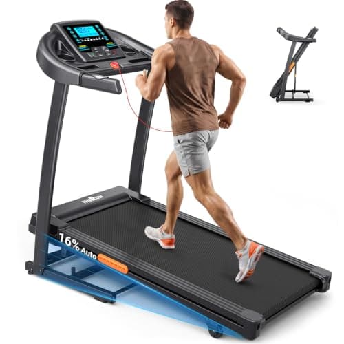 THERUN Incline Treadmill, Treadmills for Running and Walking, 300 lbs Weight Capacity Folding Treadmill with 0-15% Auto Incline, Wide Belt, 3.5 HP, App, Heart Rate, Orange