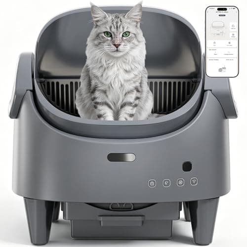 Automatic Cat Litter Box, Self-Cleaning Litter Box with Open-Top Design, 15-Layer Safety Protection System & Smart App Control, Electric Cat Litter Box with Adjustable Entry Height & Odor Control
