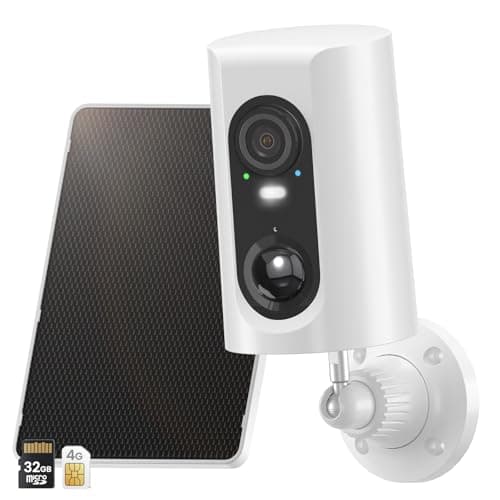 ANRAN 4G LTE Cellular Solar Security Camera Wireless Outdoor, 2K No WiFi Solar Powered Security Camera, 2 Way Audio, Smart Motion Detection, Color Night Vision, IP66, White (32GB & SIM Card Included)
