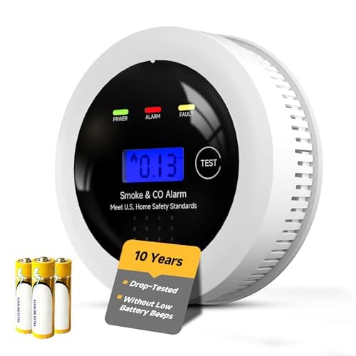 Drop-Tested Dual-Purpose Smoke and Carbon Monoxide Detector, Up to 10-Year Battery, Fewer False Alarm, U.S. Certified Safety Alarm for Home Use and Home Inspection, Easy to Install (White)