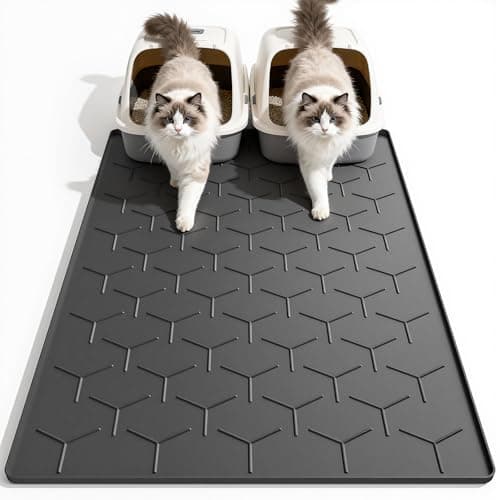 Garoopion Cat Mat for Litter Box, Large 40" X 28" Cat Litter Mat XL, Waterproof Silicone Pad for Floor, Black