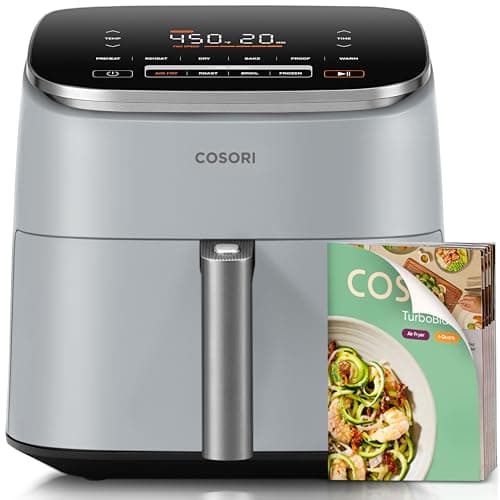 Cosori TurboBlaze 6 Qt Air Fryer, Ceramic Coating, 9-in-1, Light Gray