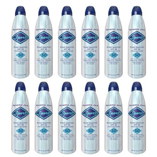 Panama Jack Sport Sunscreen Spray - SPF 50, Broad Spectrum UVA/UVB Protection, PABA, Paraben, Gluten & Cruelty Free, Water Resistant (80 Minutes), 5.5 OZ (Pack of 12)