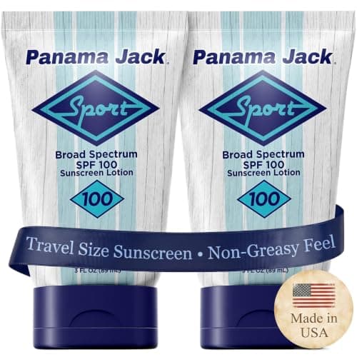 Panama Jack Sport Travel Size Sunscreen Lotion SPF 100, 3 FL OZ (Pack of 2)