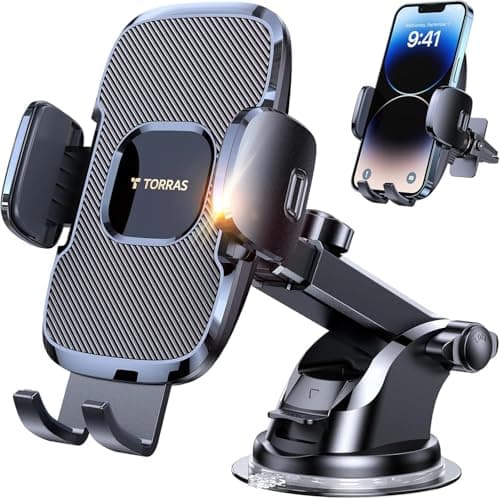 TORRAS Ultra-Durable Phone Holders for Your Car【96+LBS Strongest Suction】 Car Phone Holder Mount, Safety Certs Cell Phone Car Mount Truck for Dashboard Windshield Vent for iPhone 17 16 15 14 Pro Max